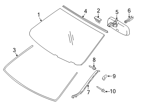 2007 Lexus IS350 Windshield Glass Cover, Inner Rear View Mirror Stay Holder Diagram for 87834-53010