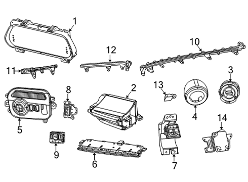 2022 Jeep Wagoneer Cluster & Switches, Instrument Panel BEZEL-VEHICLE FEATURE CONTROLS Diagram for 68423822AE