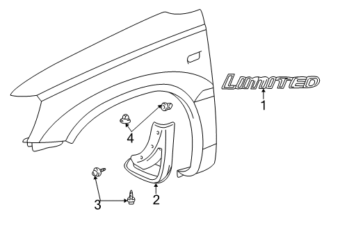 2004 Toyota Highlander Exterior Trim - Fender Mud Guard Diagram for 76621-48020-J0