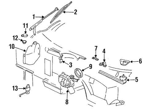 1990 Chevrolet Corvette Wiper & Washer Components Blade Asm, Windshield Wiper *Black Diagram for 12363800