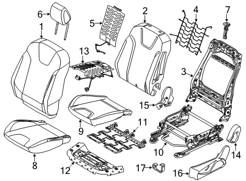 2014 Ford Focus Passenger Seat Components Seat Cushion Pad Diagram for DV6Z-58632A22-R