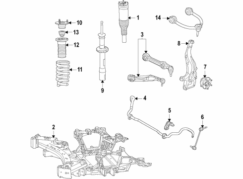 2021 Jeep Grand Cherokee L Front Suspension, Lower Control Arm, Upper Control Arm, Ride Control, Stabilizer Bar, Suspension Components RIDE HEIGHT Diagram for 68378645AA