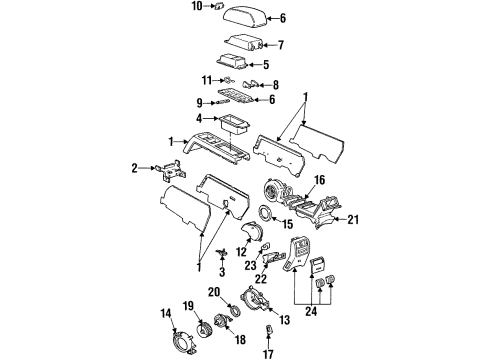 1992 Cadillac Seville Center Console CONSOLE, Floor Console Diagram for 12538779