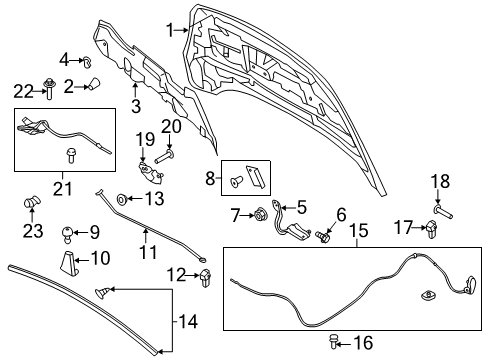 2015 Ford Escape Hood & Components Hood Diagram for CJ5Z-16612-A