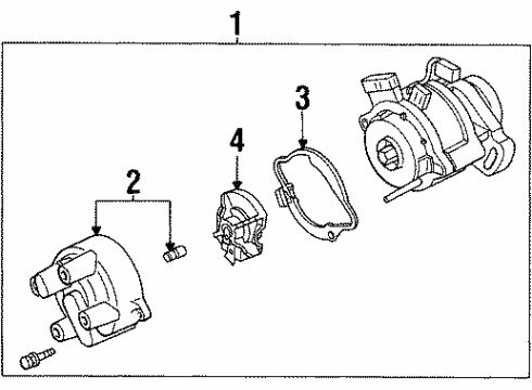 1994 Ford Aspire Ignition System Cable Set Diagram for F4BZ12259A