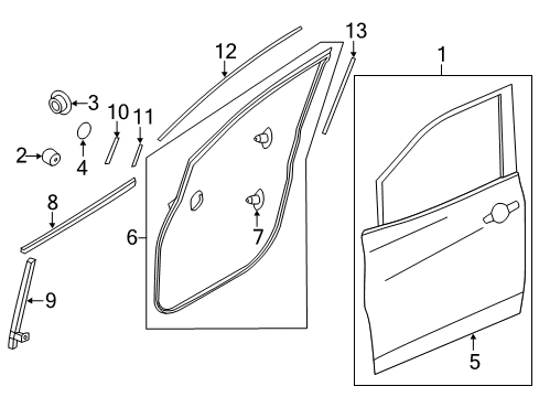 2014 Nissan Quest Front Door WEATHERSTRIP Front Door RH Diagram for 80830-1JA0B