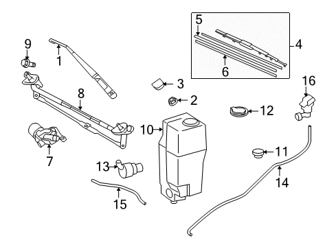 2015 Toyota Tacoma Wiper & Washer Components Link Assembly Diagram for 85150-04052