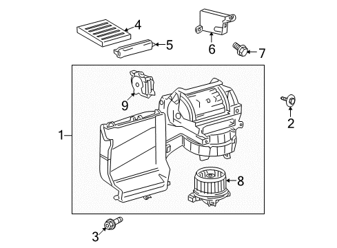 2014 Toyota Sequoia Heater Core & Control Valve Blower Assembly Diagram for 87130-0C061