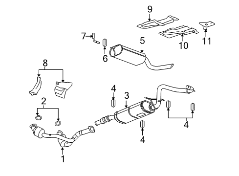 2010 GMC Yukon Exhaust Components Muffler & Pipe Diagram for 20757529