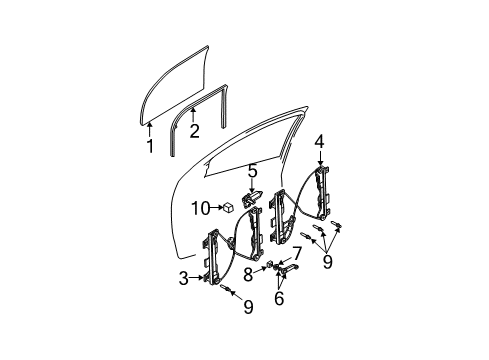 2007 Ford Focus Front Door - Glass & Hardware Window Handle Diagram for 5S4Z-7423342-AAC