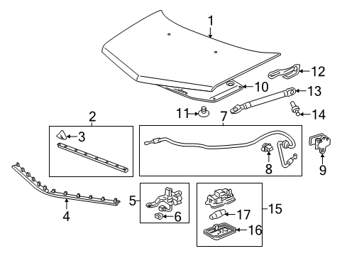 2009 Acura MDX Hood & Components Lever, Hood Wire *NH167L* (GRAPHITE BLACK) Diagram for 74135-SHJ-A01ZB