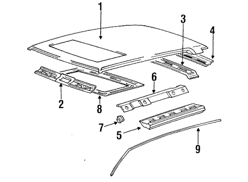1992 Mitsubishi Precis Roof & Components Nut Diagram for 1339508001