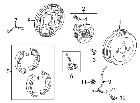 2019 Toyota Prius C Brake Components Backing Plate Diagram for 47044-52120