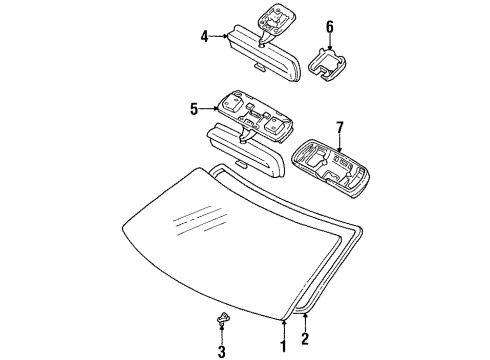 1995 Toyota T100 Windshield Glass Mirror Diagram for 87810-34030-J1