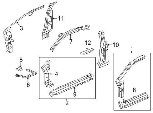 2012 Honda Civic Center Pillar, Hinge Pillar, Rocker Pillar, R. FR. (Inner) Diagram for 64110-TS8-A00ZZ