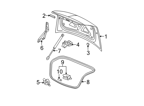 2008 Chevrolet Malibu Trunk Lid Trunk Lid Diagram for 25950525