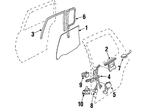 1992 Cadillac Fleetwood Rear Door Glass & Hardware Hge Asm-Rear Door Lower (Right) Diagram for 20744094