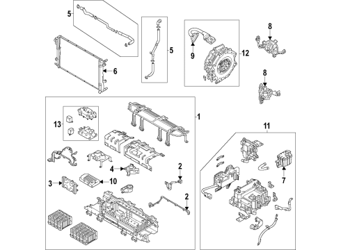 2021 Hyundai Elantra Hybrid Components, Battery, Blower Motor, Cooling System Hose Assembly-Inverter Radiator, Up Diagram for 25435-BY000