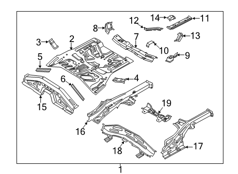 2019 Hyundai Kona Rear Body - Floor & Rails Reinforcement-Rear Floor Side LH Diagram for 65818-J9000