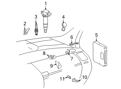 2005 Toyota Prius Powertrain Control Spark Plugs Diagram for 90080-91184