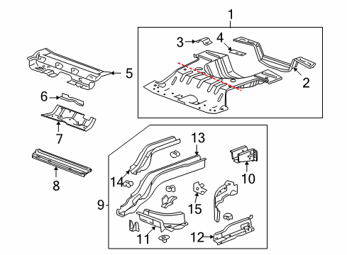 2010 Chevrolet Malibu Rear Body - Floor & Rails Compartment, Body Rear Diagram for 25821561