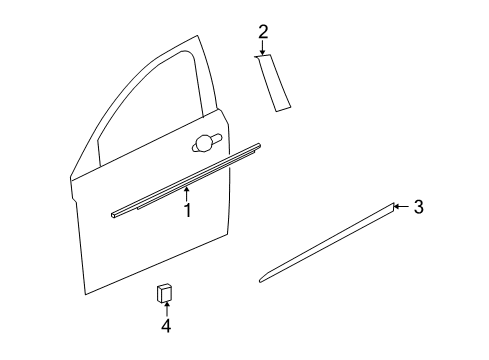 2008 Saturn Astra Exterior Trim - Front Door Molding, Front Side Door Center Diagram for 24461109