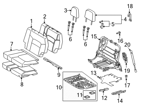 2018 Lexus LX570 Third Row Seats Carpet Diagram for 79225-60040