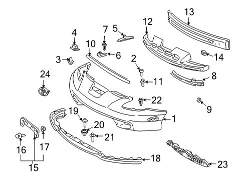 2002 Toyota Celica Front Bumper Bumper Cover Diagram for 00602-08164-B0