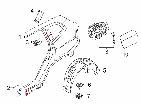 2018 BMW X3 Quarter Panel & Components Cover, Wheel Housing, Rear Left Diagram for 51717394817