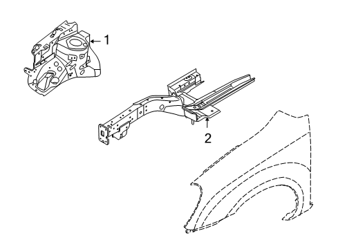 2007 Kia Rondo Structural Components & Rails Panel Assembly-Fender Apron Diagram for 645011D100
