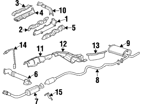 1997 Oldsmobile Cutlass Exhaust Components 3Way Catalytic Convertor Assembly (W/ Exhaust Manifold P Diagram for 24507193