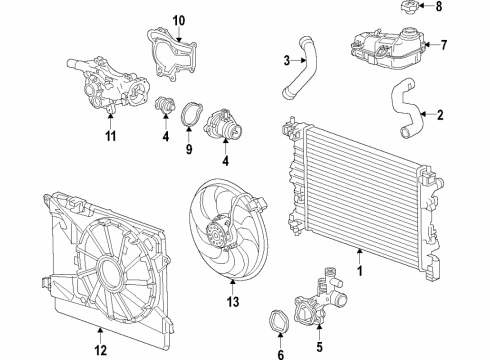 2021 Chevrolet Trax Cooling System, Radiator, Water Pump, Cooling Fan Fan Blade Diagram for 95301357