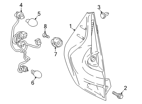 2019 Toyota Prius C Bulbs Socket & Wire Diagram for 81555-52D50