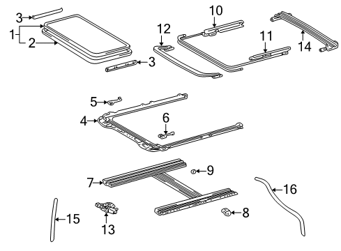 2001 Lexus ES300 Sunroof Switch, Slide Roof Motor Diagram for 84862-AA010-A1