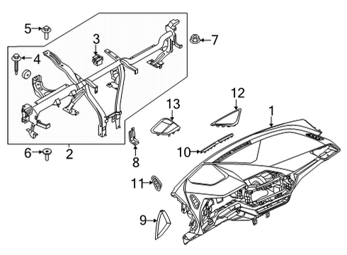 2022 BMW M235i xDrive Gran Coupe Cluster & Switches, Instrument Panel Clip, Footwell Trim Diagram for 07149321590
