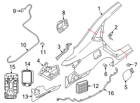 2019 Nissan Sentra Fuel Door Base Assy-Rear Combination Lamp, LH Diagram for G8141-3SGMA
