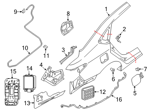 2015 Nissan Sentra Fuel Door Base Filler Lid Diagram for 78120-3RA0A