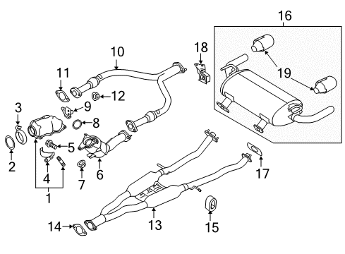 2019 Infiniti Q50 Exhaust Components MUFFLER Assembly - Exhaust Main Diagram for 20100-6HM0A
