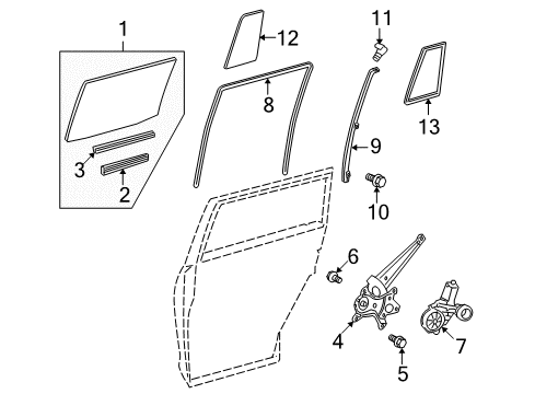 2009 Toyota Highlander Rear Door Run Channel Diagram for 68152-0E041