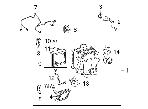 2009 Toyota Highlander Air Conditioner Evaporator Assembly Diagram for 87050-48321