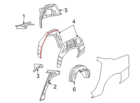 2003 Buick Regal Inner Structure - Quarter Panel Liner Asm-Rear Wheelhouse Panel Diagram for 10444743