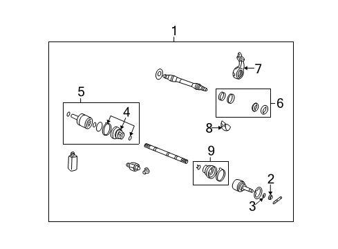 2003 Hyundai Santa Fe Drive Axles - Front Joint Kit-Front Axle Differential Side Diagram for 49505-26E00