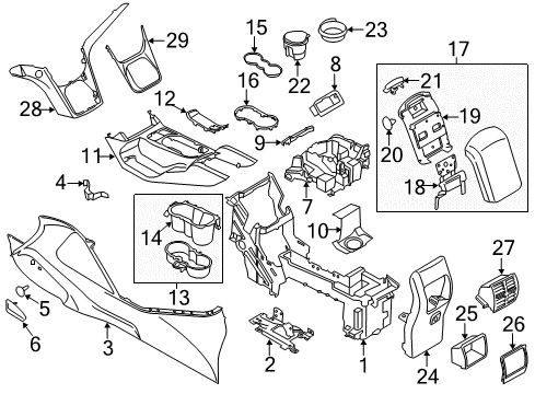2014 Ford Escape Center Console Holder Mat Diagram for CJ5Z-7813562-AD