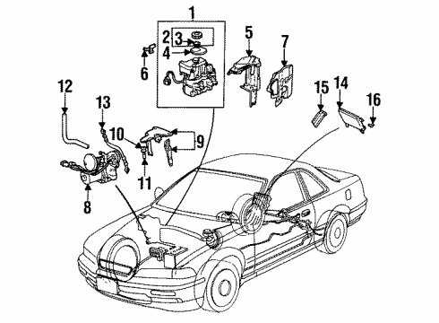 1991 Acura Legend Anti-Lock Brakes Sensor Assembly, Right Rear Diagram for 57470-SP0-010