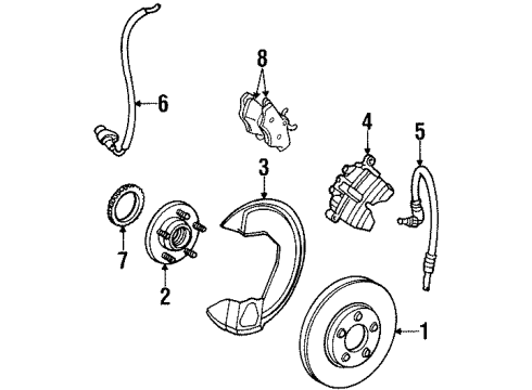 2002 Lincoln Continental Anti-Lock Brakes Caliper Diagram for 2F3Z-2B121-AA
