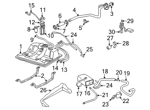 2002 Chevrolet Monte Carlo Fuel System Components Module Seal Diagram for 15034832