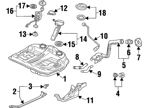 1997 Acura CL Fuel Supply Pump Set, Fuel Diagram for 17040-SS8-A02