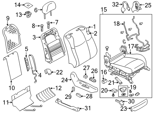 2014 Infiniti Q70 Front Seat Components Cushion & Adjuster Assy-Front, RH Diagram for 873A2-1MS7D