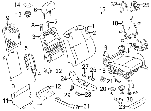 2014 Infiniti Q70 Front Seat Components Cushion Assy-Front Seat Diagram for 87300-1PM8D