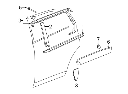 2015 GMC Terrain Exterior Trim - Rear Door Lower Molding Diagram for 22985714